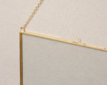 Load image into Gallery viewer, 8x10" Brass & Glass Horizontal Hanging Photo Frame in Gold