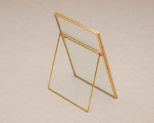 Load image into Gallery viewer, 5x7" Brass & Glass Tabletop Photo Frame in Gold
