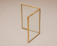Load image into Gallery viewer, 5x7" Double Panel Brass & Glass Tabletop Photo Frame in Gold