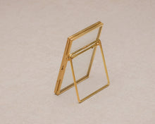 Load image into Gallery viewer, 3.5x2.5" Brass & Glass Tabletop Photo Frame in Gold Instant Camera Photo