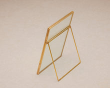 Load image into Gallery viewer, 5x7" Brass & Glass Tabletop Photo Frame in Gold