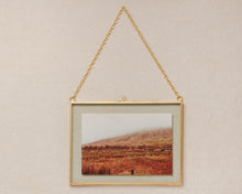 Load image into Gallery viewer, 5x7" Brass & Glass Horizontal Hanging Photo Frame