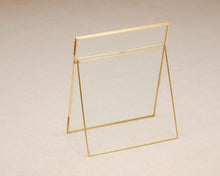 Load image into Gallery viewer, 8x10" Brass &amp; Glass Tabletop Photo Frame in Gold
