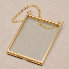Load image into Gallery viewer, Mini Vertical Brass Hanging Frame Wallet Photo 2.5x3.5 Ornament
