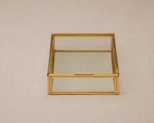 Load image into Gallery viewer, 4x6 Brass &amp; Glass Photo Print Box with Sliding Lid

