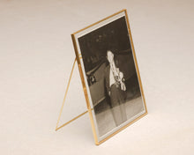 Load image into Gallery viewer, 8x10" Brass &amp; Glass Tabletop Photo Frame in Gold
