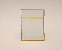 Load image into Gallery viewer, 5x7" Brass &amp; Glass Tabletop Photo Frame in Gold

