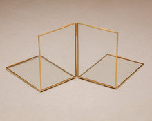 Load image into Gallery viewer, 5x7" Double Panel Brass &amp; Glass Tabletop Photo Frame in Gold
