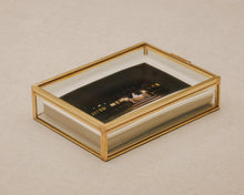 Load image into Gallery viewer, 4x6 Brass &amp; Glass Photo Print Box with Sliding Lid
