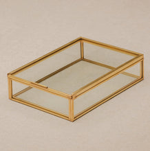 Load image into Gallery viewer, 4x6 Brass &amp; Glass Photo Print Box with Sliding Lid
