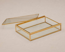 Load image into Gallery viewer, 5x7" Brass &amp; Glass Photo Print Box with Sliding Lid
