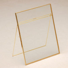 Load image into Gallery viewer, 8x10" Brass &amp; Glass Tabletop Photo Frame in Gold
