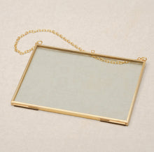 Load image into Gallery viewer, 5x7" Brass &amp; Glass Horizontal Hanging Photo Frame
