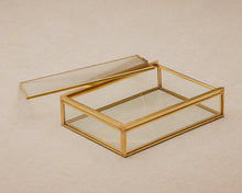 Load image into Gallery viewer, 4x6 Brass &amp; Glass Photo Print Box with Sliding Lid
