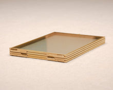Load image into Gallery viewer, 5x7" Double Panel Brass &amp; Glass Tabletop Photo Frame in Gold

