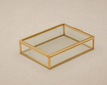 Load image into Gallery viewer, 4x6 Brass &amp; Glass Photo Print Box with Sliding Lid
