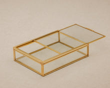 Load image into Gallery viewer, 4x6 Brass &amp; Glass Photo Print Box with Sliding Lid
