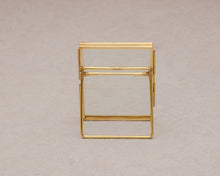 Load image into Gallery viewer, 3.5x2.5" Brass &amp; Glass Tabletop Photo Frame in Gold Instant Camera Photo

