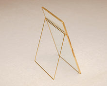 Load image into Gallery viewer, 8x10" Brass &amp; Glass Tabletop Photo Frame in Gold
