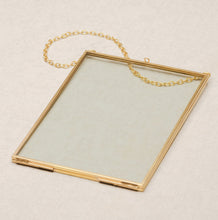 Load image into Gallery viewer, 5x7" Brass &amp; Glass Vertical Hanging Photo Frame in Gold
