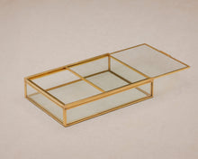 Load image into Gallery viewer, 5x7" Brass &amp; Glass Photo Print Box with Sliding Lid
