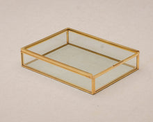 Load image into Gallery viewer, 5x7" Brass &amp; Glass Photo Print Box with Sliding Lid
